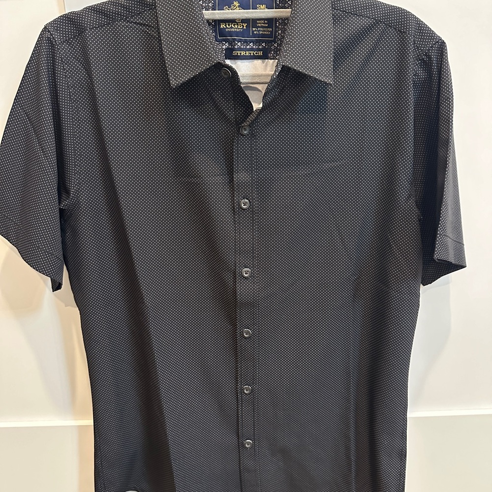 Rugby University Stretch Short-Sleeve Button-Down Shirt – Size Small
